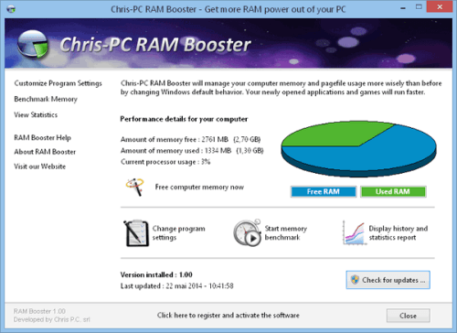 Chris-PC RAM Booster(内存优化工具)官方电脑版 6.03.09免费版